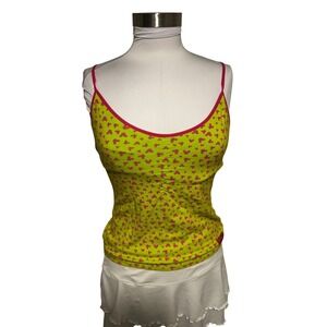 Vintage Walt Disney World Mickey Mouse Camisole Tank Top Lime Green Pink Medium